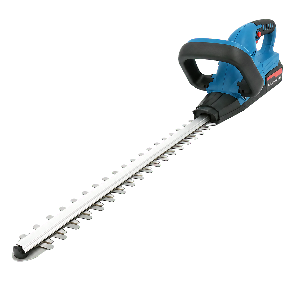 Blue cordless hedge trimmer